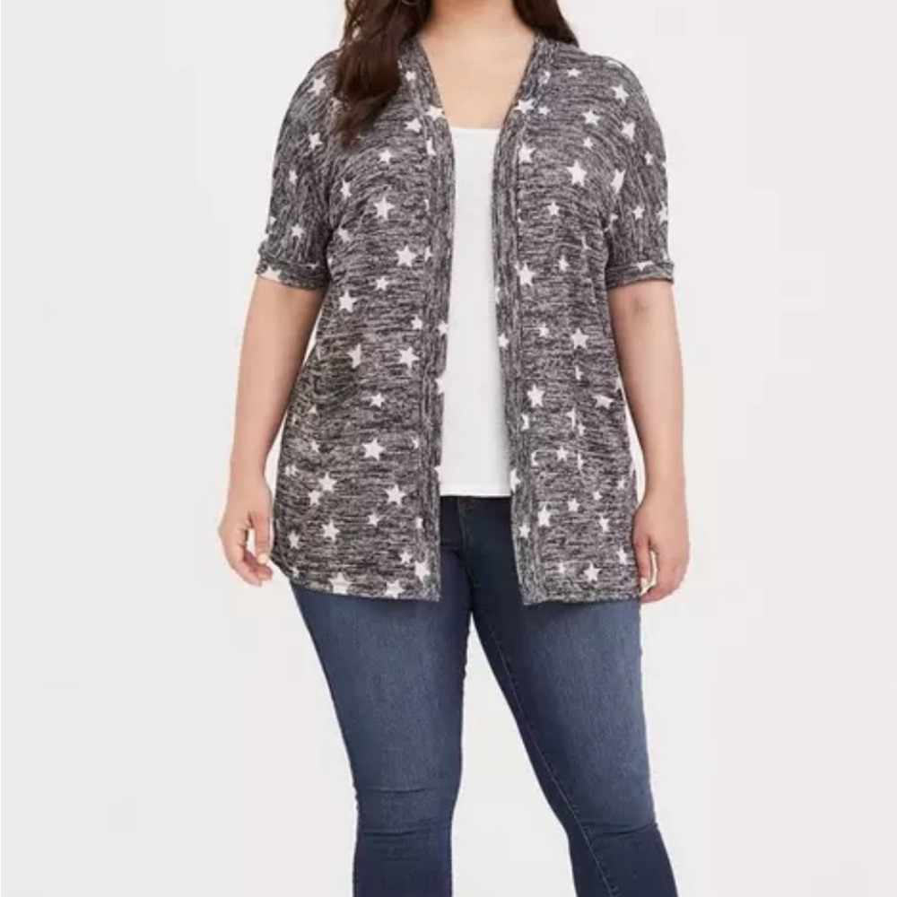 Gray Star Patterned Cardigan - image 1